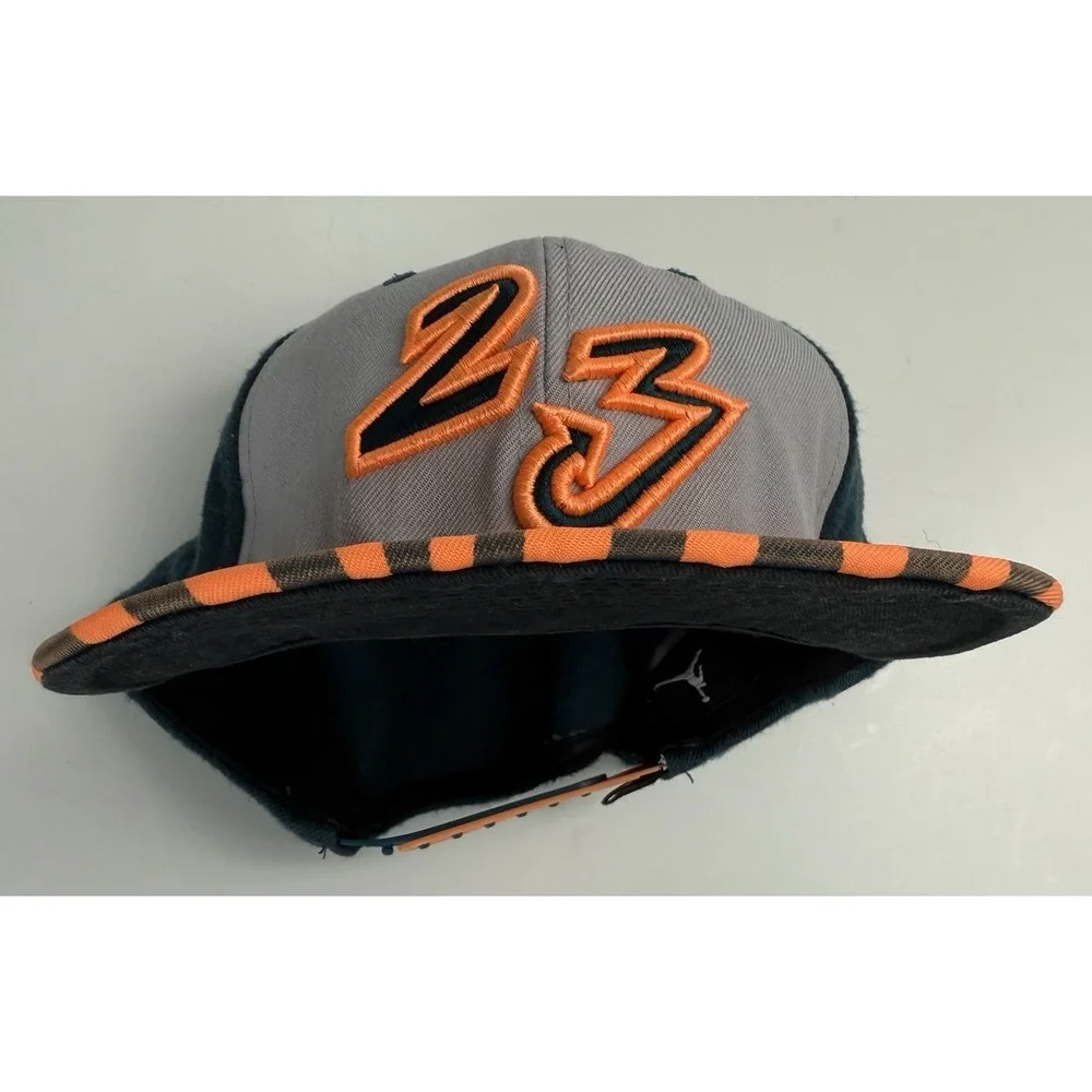 Air Jordan Tiger Strip Jumpman Snapback Embroidered #23 Hat Cap Teal/Orange/Gray
